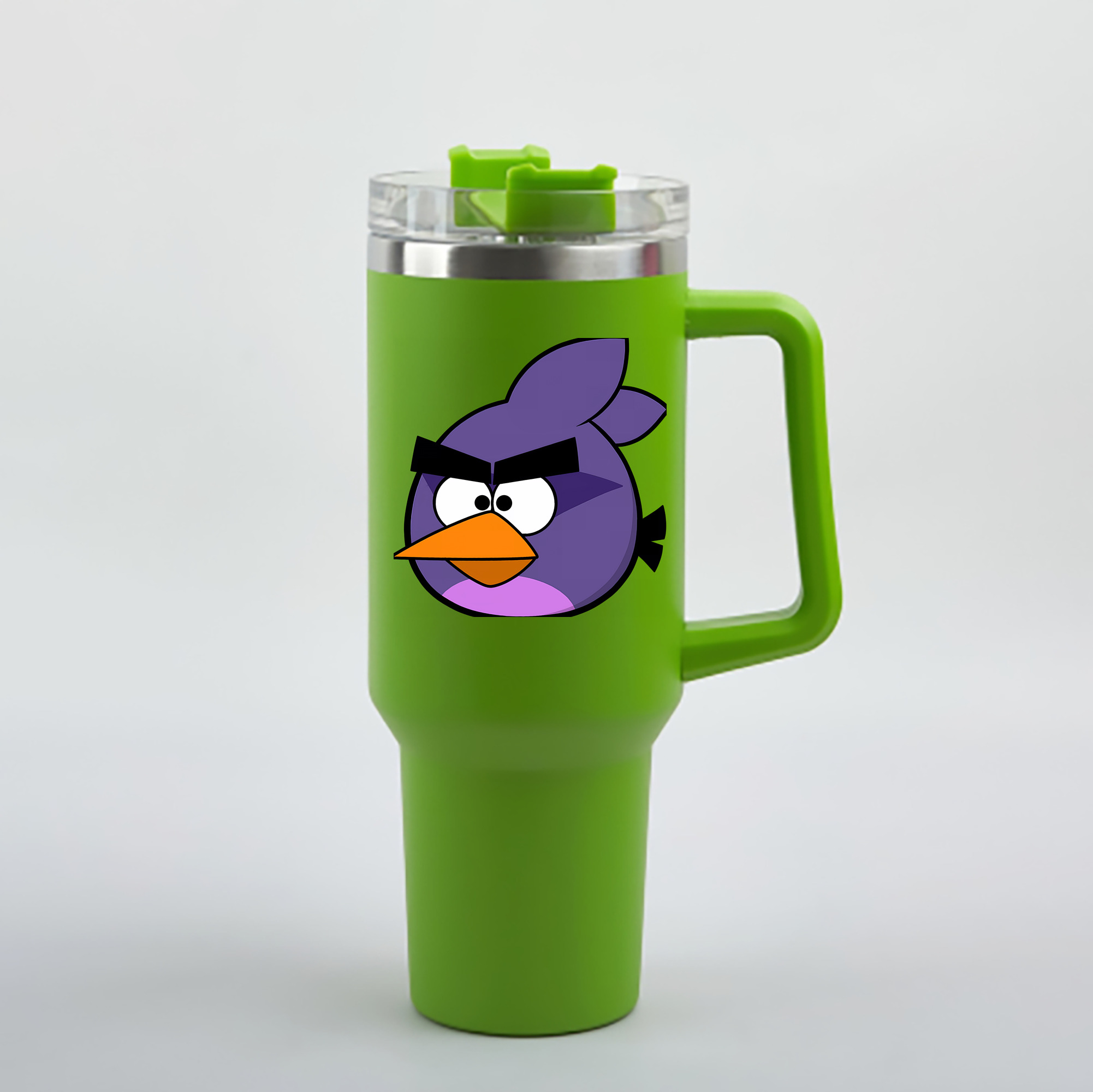 （画像用） Angry Birds アングリーバード 1200mL車用タンブラー - クリスタルステッカー（プラスチックストロー付き）